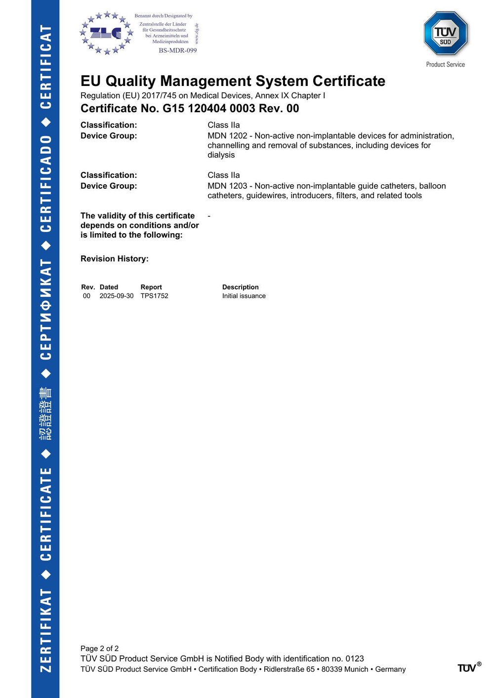 iLife Medical Devices EU MDR CE Certificate - page 2