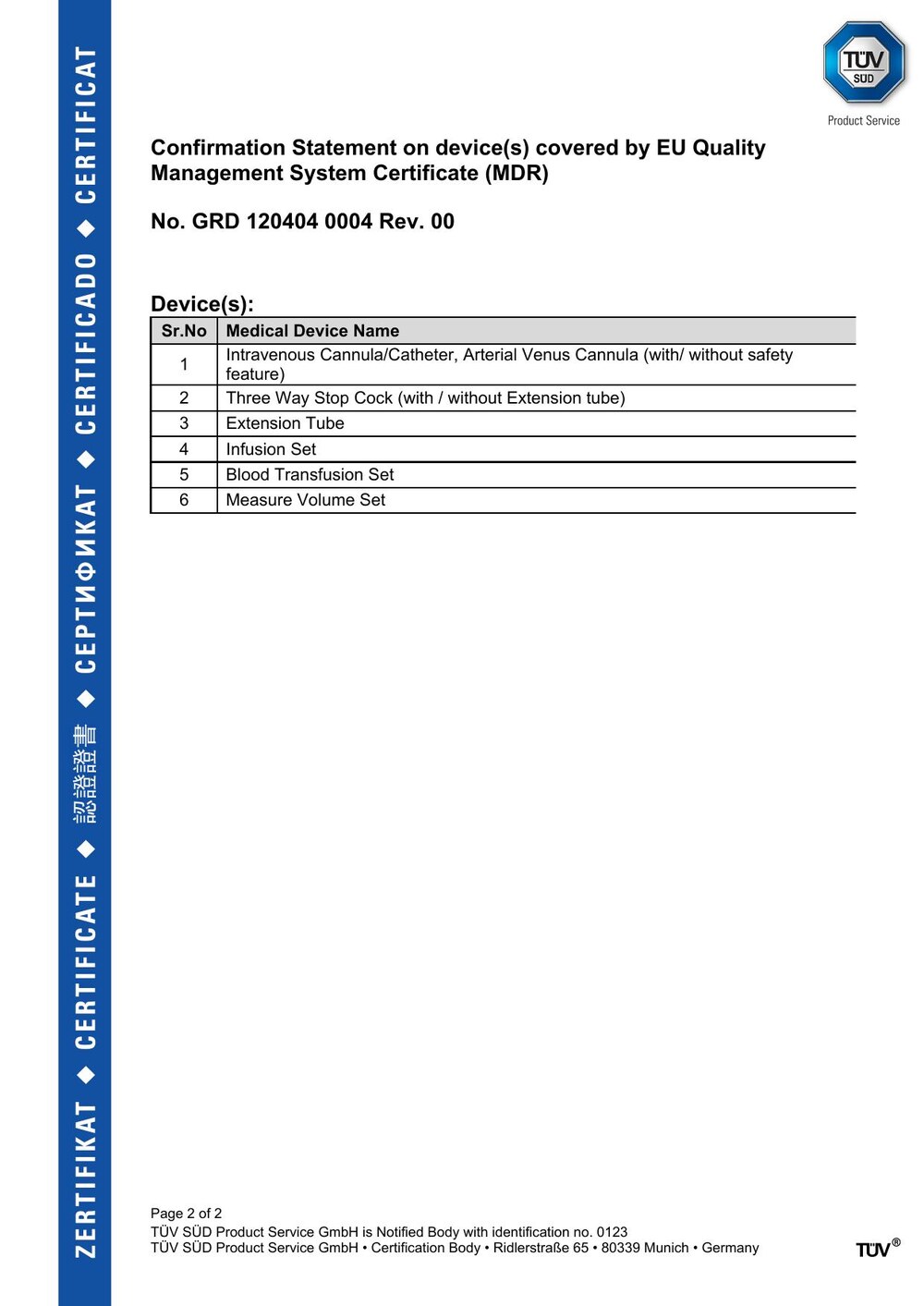 iLife Medical Devices CE Confirmation Statement - page 2